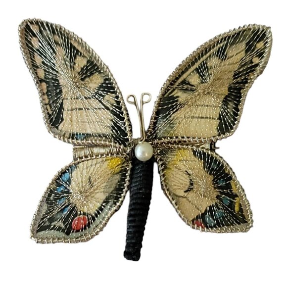 Princess Handmade West Germany Spun Style Butterfly Pin L40 - Picture 2 of 10